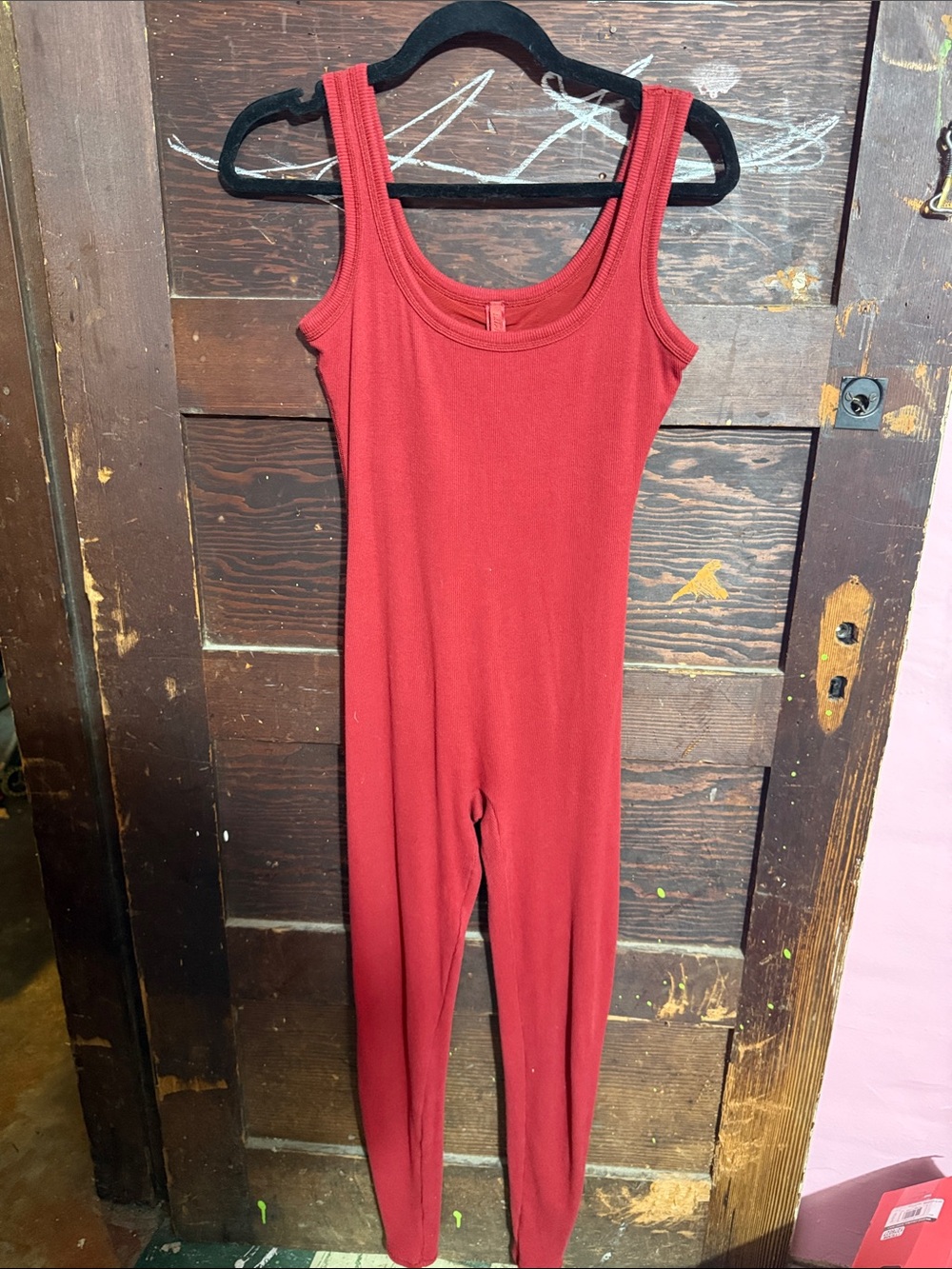 SKIMS Red Ribbed Tank Jumpsuit